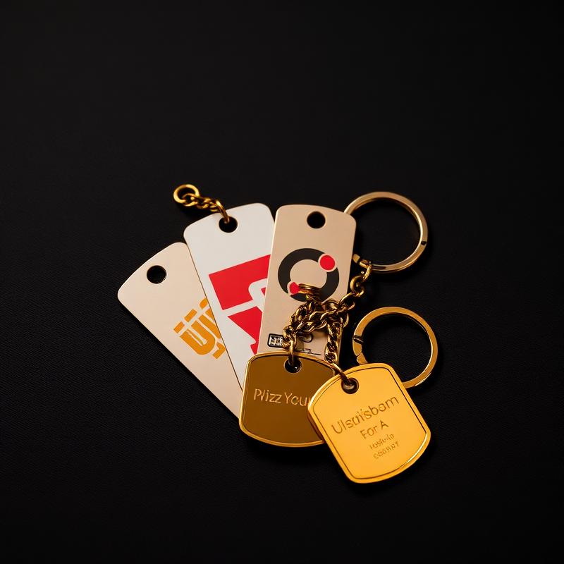 Custom printed bag tags and engraved metal keychains