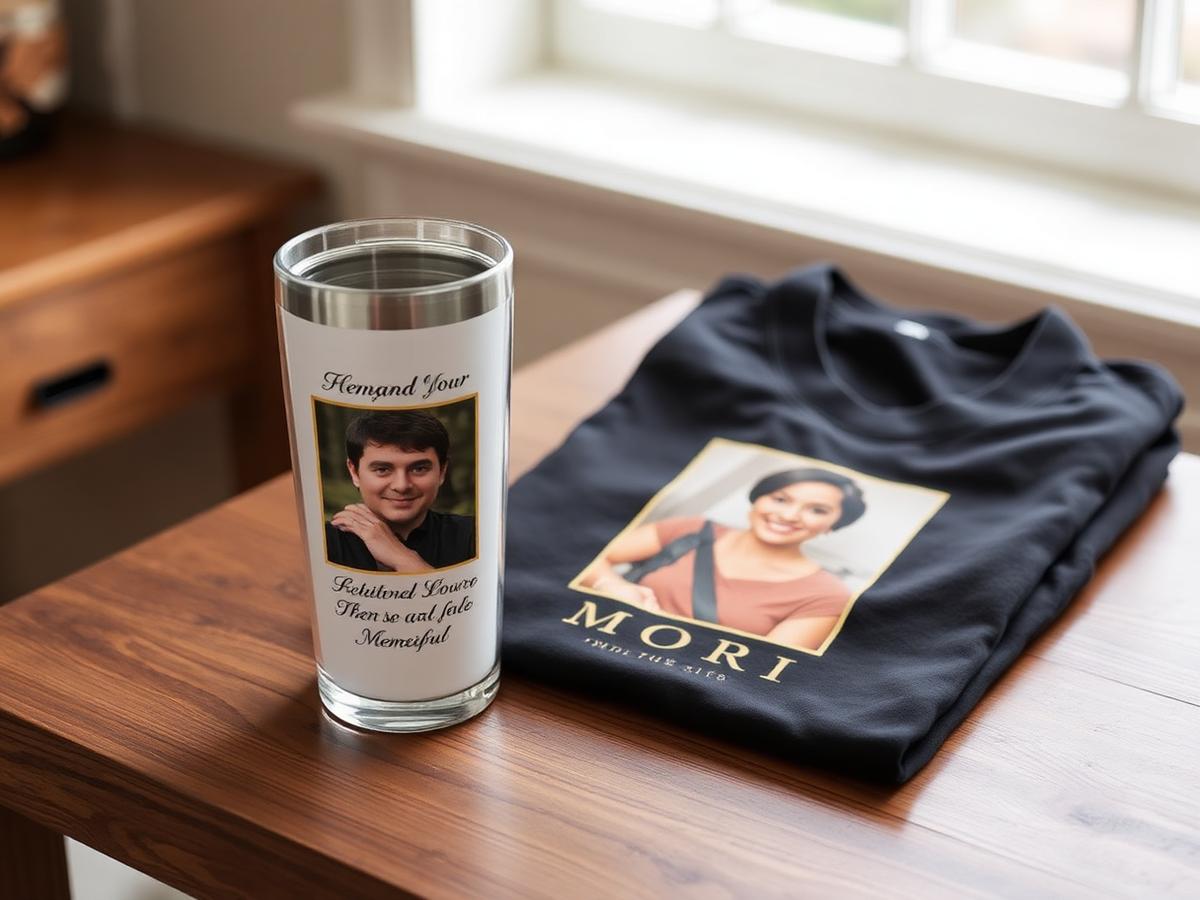 Custom memorial tumbler and photo shirt made for a Pittsburgh family remembrance.
